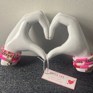 Bella Lux Valentine’s hand heart with friendship bracelets decor
